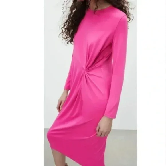 Zara | Dresses | Nwt Zara Barbie Pink Midi Dress Sz M | Poshmark